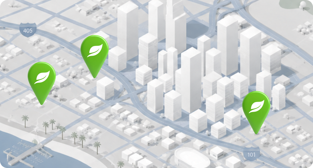 Map showing stores that accept benefit cards