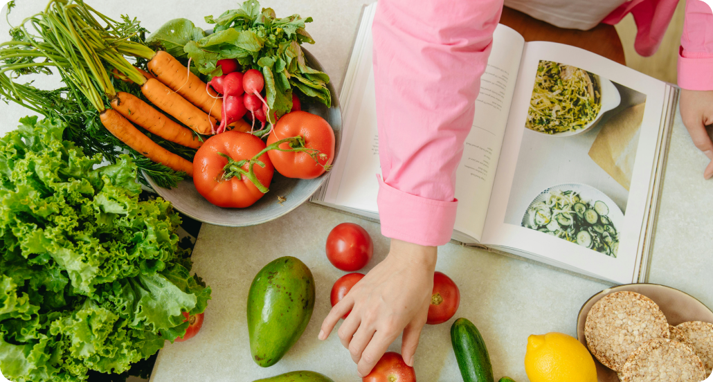 Fresh vegetables and healthy recipe ingredients