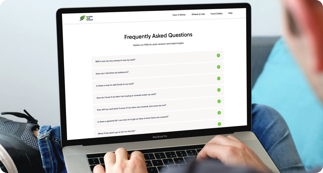 Benefits Card Network website on a laptop