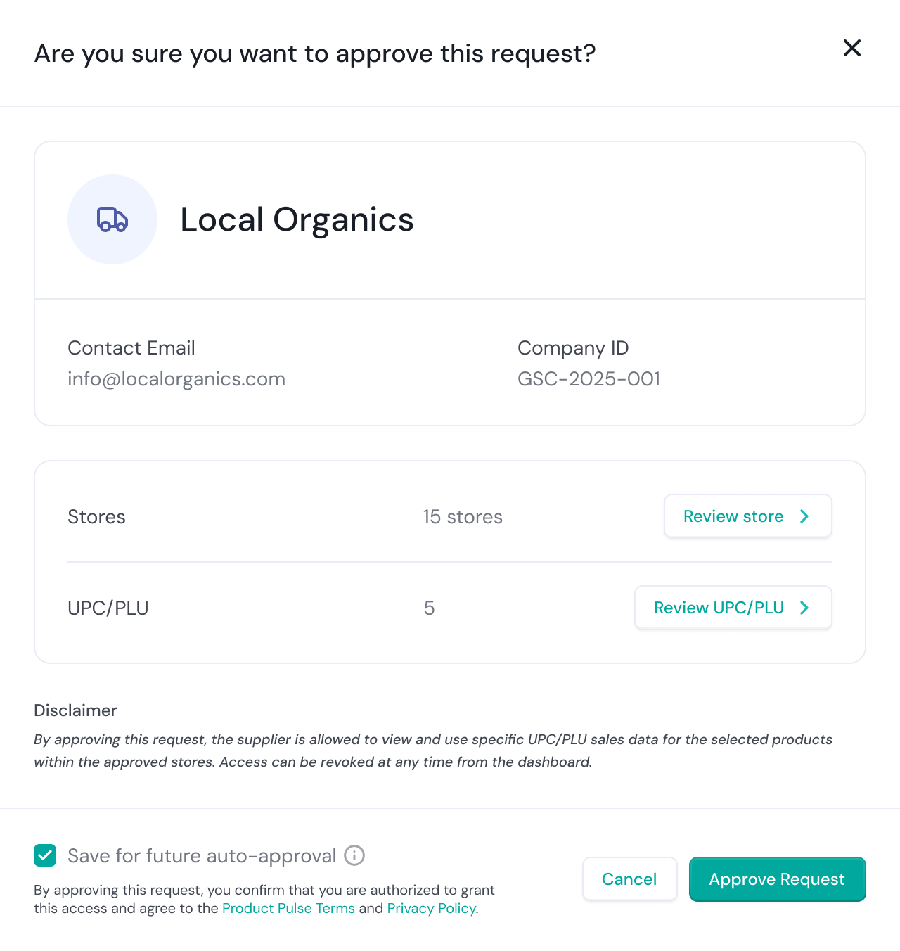 Product detail modal